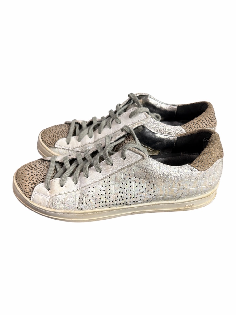 Womens Metallic Silver Low-Top Sneakers P448 size 39